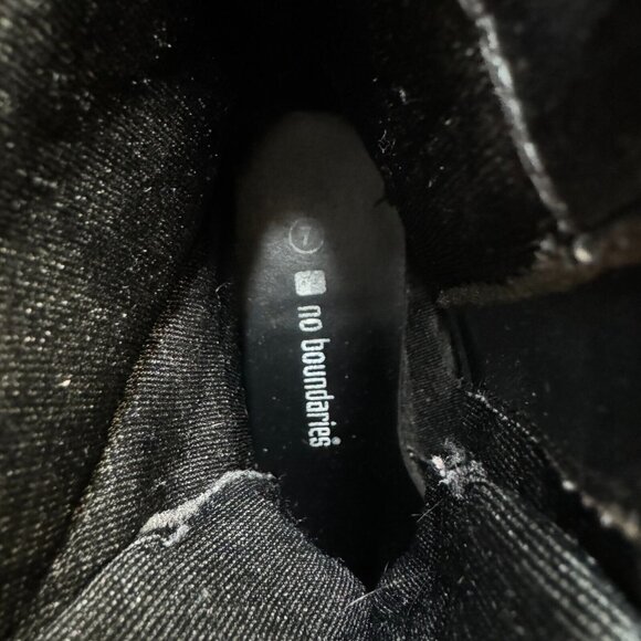 No Boundaries Boots Womens 7 Black Biker Chunky VTG Y2K 90s Moto Pleather Combat - Picture 4 of 11